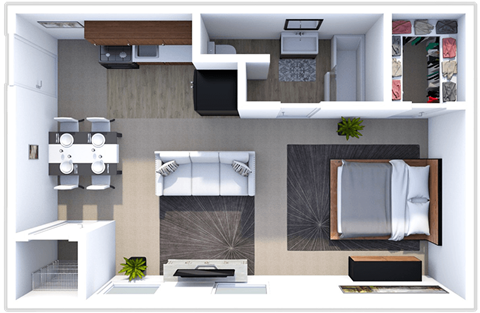 a floor plan of a one bedroom apartment